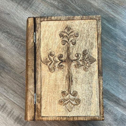 Wooden Cross Bible Box