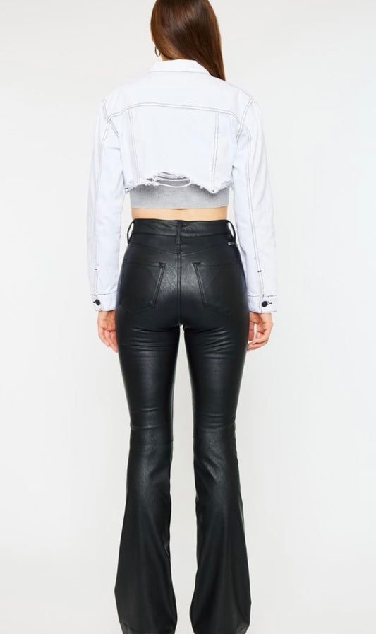 KC High Rise Leather Bootcut Jeans