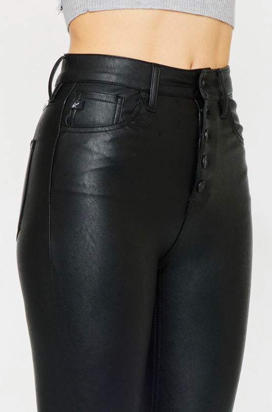 KC High Rise Leather Bootcut Jeans