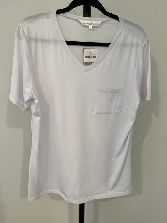 RS V Neck Pocket T Shirt in White