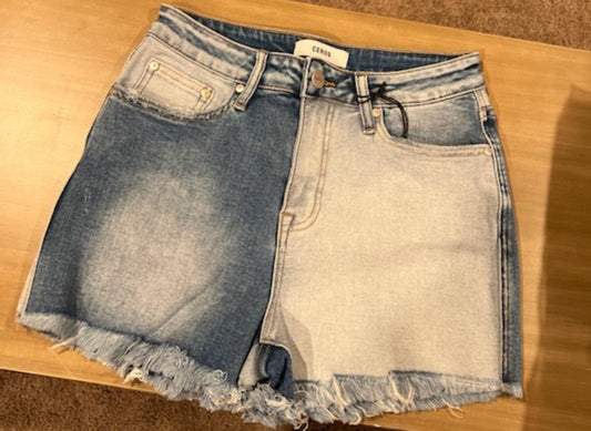 High Rise Two Tone Shorts